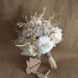 Chrysanthemum bridal bouquet, white bridal bouquet, white rose bridal bouquet, Rustic Boho Flower Bouquet, Rose Design, Dried flower, rose