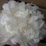 Classic Wedding bouquet, Champagne Bridal bouquet, Bouquet of roses, Feather bouquet, Vintage bouquet, Gatsby Wedding, Ivory bouquet