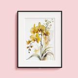 Yellow Orchid Watercolor Flower Painting Poster Living Room Wall Art Bedroom Decor Printable Wall Art Gift Flower Lover
