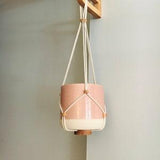 Macrame-Inspired Plant Pot Hanger with Adjustable Handmade wWooden Beads