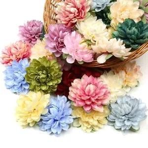 Large Artificial Silk Dahlia Flowers Wedding Home Decor Floral Head Flower 10cm