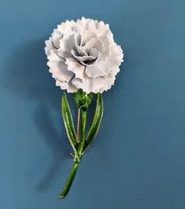 Vintage 4" Enamel Gold White Carnation Flower Pin/Brooch Designer Quality
