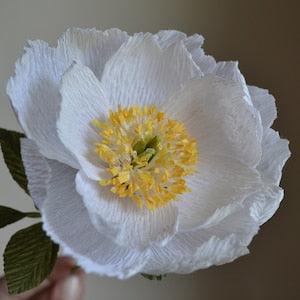 White Paper Peony, Crepe Peony,Paper Flowers, Fake Bridal Flowers,Paper Peonies Anniversary, Large Paper Flower, Fake Flowers