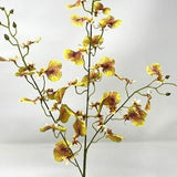 20" LG 3-stem GOLD Oncidium ORCHID Soft Silk plant, Stone base