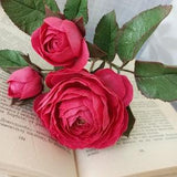 Realistic red rose  , Real touch rose for vase, Bouquet artificial flowers, English rose foam porcelian glay flower