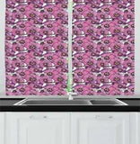 Watercolor Flowers Kitchen Curtains 2 Panel Set Window Drapes 55" X 39"