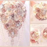Rose gold champagne teardrop brooch bouquet