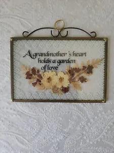Grandmother Dried Flowers Glass Hanging Sun Catcher