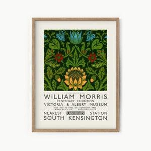 William Morris poster, William Morris Exhibition poster, Plants Wall Art, Flower print, Art Print, Green Abstract art