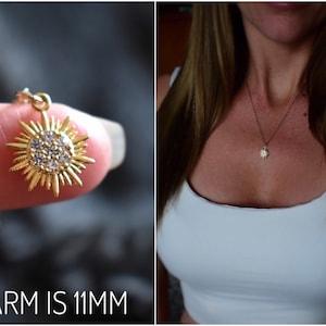 Gold Sun Necklace, Dainty Sunburst Pendant, Gold Filled Handmade Jewelry
