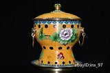 8.8" China collection Copper Tire Cloisonne Gilt peony flower pattern hot pot