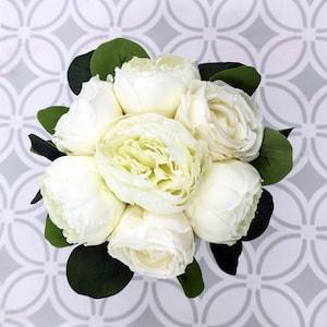 Ivory Peony and Rose Bouquet, Wedding Bouquet, Bridal Bouquet, Bridesmaids Bouquets, Faux Flowers, Artificial Wedding Flowers, eucalyptus