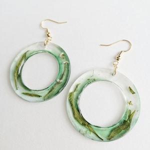 Plant Gift Statement Circle Earrings Green