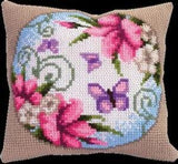 Diy Needlepoint Cross Stitch "A Wreath Of Lilies". Embroidery Kit Unprinted