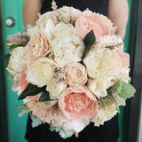 Blush sola bouquet, Wood Flower, Blush and Greenery, English Rose Bouquet