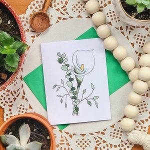 Calla lily bouquet greeting card | blank flower thank you card | Happy Birthday card | Mothers Day Flower Card