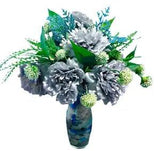 New Modern Floral Arrangement Slate Gray Turquoise Peony Italian Vase
