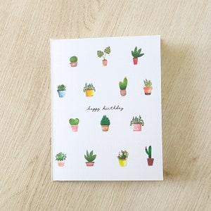 Plant grid birthday card - birthday card for plant lover - minimal plant birthday card