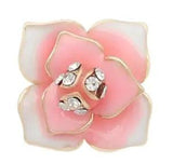 Rose Gold Pink Rhinestone Enamel Lily Flower 12mm Charm For Ginger Snaps Jewelry