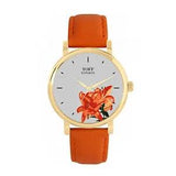 Toff London TLWS-52121 Ladies Orange Lilies Flower Watch