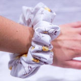 Grey Sunflower Regular Size Scrunchie | Sunflower Scrunchie | Grey Hair Accessories | Sunflower hair ties | gifts for her