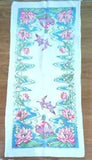 Vintage 1950s Linen Print Table RUNNER Ducks and Water Lilies 31x14"