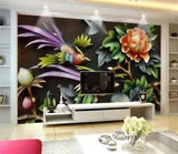 3D Peony Flower Bird 12118NA Wallpaper Wall Mural Removable Self-adhesive Fay