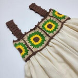 Sunflower Motif Summer Baby Dress With Cotton Threads And Sewn With 100% Cotton Fabrics. Specially Produced For Your Babies.