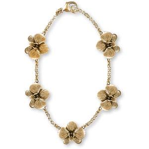Orchid Jewelry 14k Gold Vermeil Handmade Orchid Flower Bracelet  OR5-BRVM