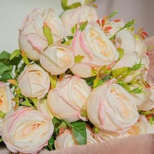 High Quality Artificial Roses, Pink Rose, Ivory White Roses, Artificial Flowers, DIY Rose Bouquet, Artificial Flowers Materials, Supplier