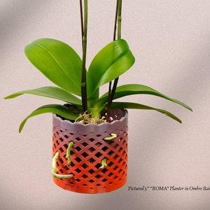 Orchid Pot, Unique Plant Pot with Drainage Holes and Saucer, 3D Printed Planter, Olive Green Planter Pot, Modern Home Decor