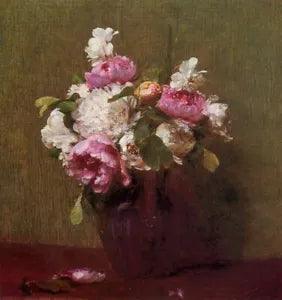 Art Oil painting Flower White Peonies and Roses Narcissus Home decoration