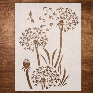 Dandelion Stencil for Painting on Wood, Canvas, Furniture, Crafts - Reusable Flower Stencils (10"X12")