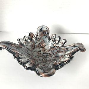 Murano Hand Blown Art Glass Free Form Bowl with Copper Foil Fratelli Toso Bowl