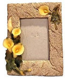Vintage Bas Relief Calla Lillies on Beige Resin Coastal Slate 8" Wall Plaque