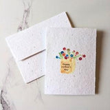 Mother's day card, watercolor bag filled with wild flowers on seed paper or watercolor white paper, happy mother's day