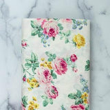 Sweet Rose Ruru Bouquet - Large Cluster of Roses - White - Sold by the 1/2 yard | COUNTRY & CLOTH