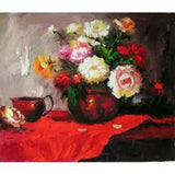 High Quality hand painted Oil painting still life flowers peony in pottery pot