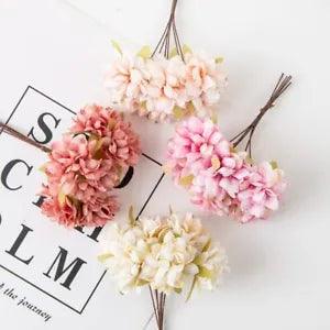 6PCS Artificial Flowers Silk Carnation Mini Bouquet Wedding New Year's...