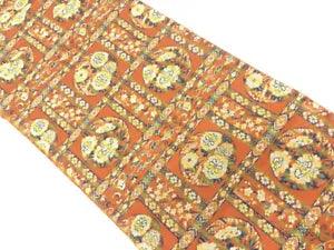6481534: JAPANESE KIMONO / VINTAGE NAGOYA OBI / WOVEN PEONY & FLOWER WITH KIKU