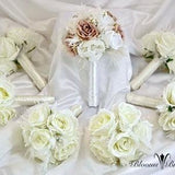 Bridal  bouquet Package,  Brooch and Feather Bridal bouquet Set, Bridesmaids bouquets Set,  Peony bouquet