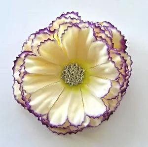 3.25" Buttercream Yellow Carnation Rhinestone Cabochon Silk Flower Hair Clip