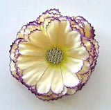 3.25" Buttercream Yellow Carnation Rhinestone Cabochon Silk Flower Hair Clip