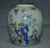 China wucai porcelain peony Flowers and birds pot Text Tank bottle Jar Crock Pot