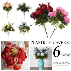 1 Bouquet Artificial Peony Silk Flowers Bouquet Fake Flowers Home Decoration