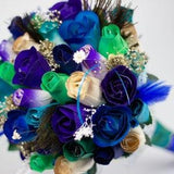 Wooden Rose Bouquet - Peacock