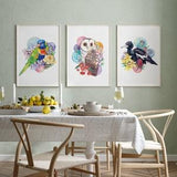 Set of 3 Australian Birds, Watercolour art print, decor baby nursery room, Australian wildlife print, bird wall art,  watercolor painting