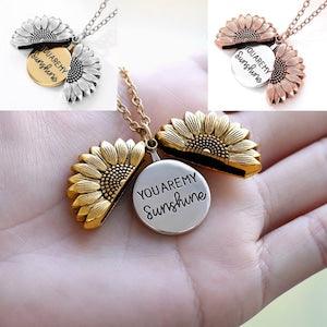 18K Sunflower Necklace, You Are My Sunshine Necklace, Sunshine Necklace, Flower Necklace, Sunflower Pendant, Sunshine Pendant
