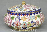 6.6'' Old China Bronze Painting Subshrubby Peony Flower Crock Pot Jar Bowl