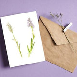 Orchid botanical print, orchid plant watercolor illustration, love greeting card, blank inside for your message